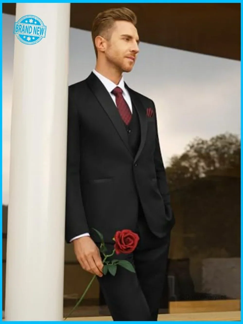 Slim Fit Tuxedo Suit Set Elegant Shawl Lapel Formal Wear for Prom Wedding